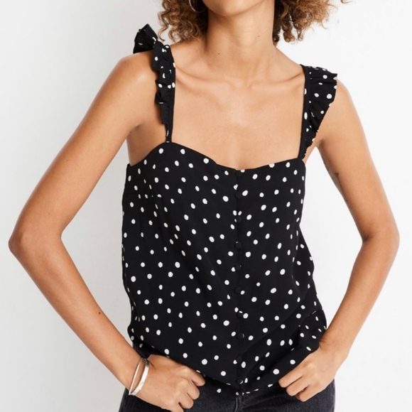 Madewell Tops - NWT Madewell Polka Dot Ruffle Cami